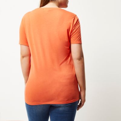 RI Plus orange slogan print t-shirt